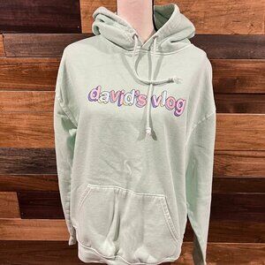 David Dobrik, David's Vlog Unisex Mint Green Hooded Sweatshirt, Size Large